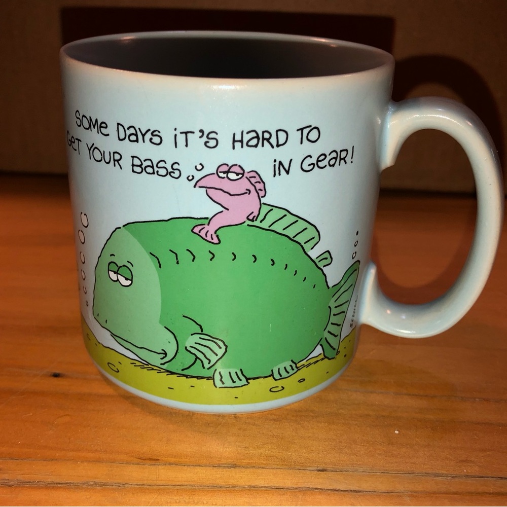 3/$20 Vintage Fish "Some Days it's Hard to Get Your Bass in Gear" Mug